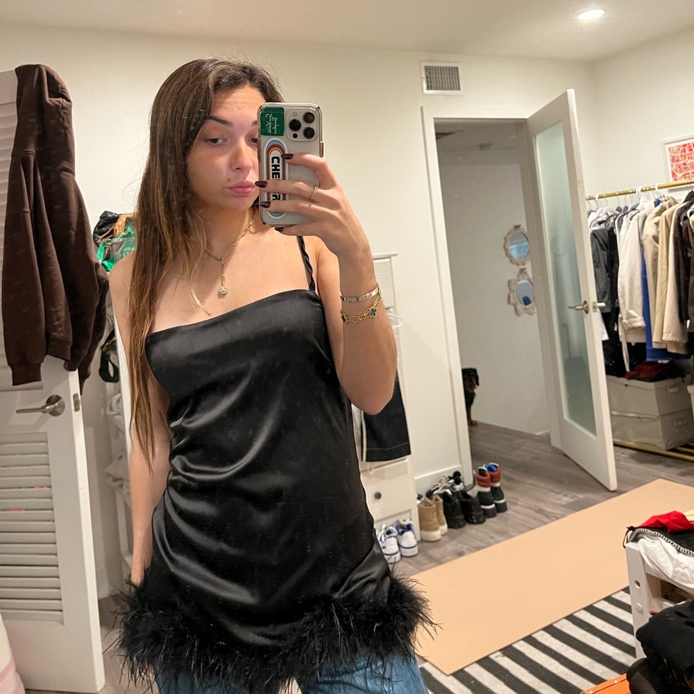 Shop Rumours Black Feather Top